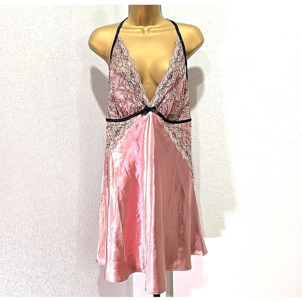 Cacique Babydoll Chemise Slip Dress Sz 14 16 Lace Mauve Coquette Dainty Lingerie